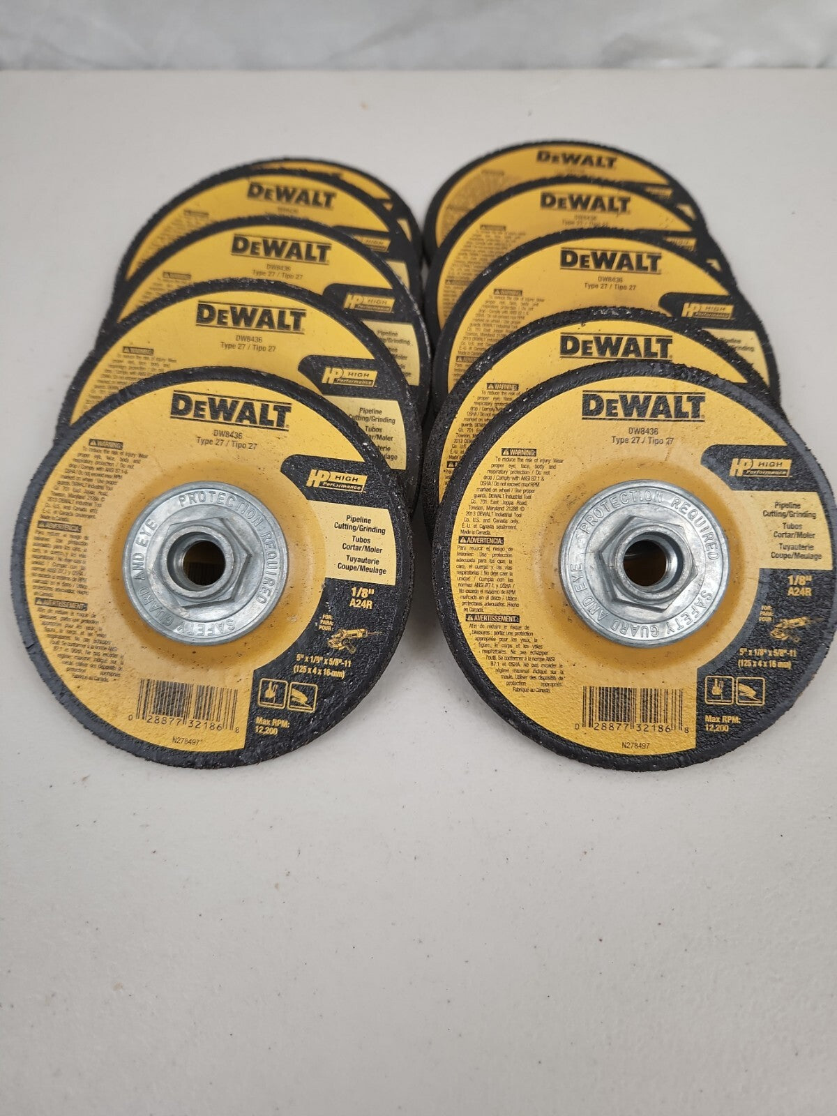 Dewalt Dw8436 Pipeline Grinding/cutting Disc 5”x1/8”x5/8”-11" 10 Pack
