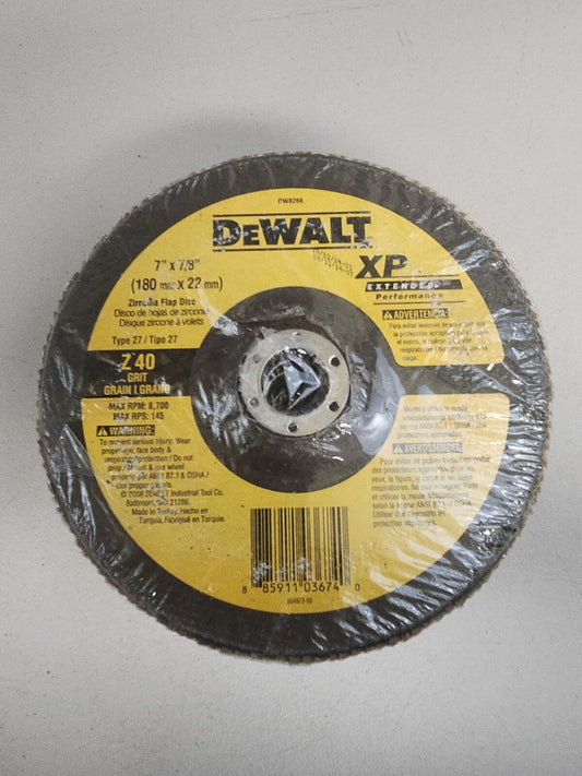 Dewalt DW 8266 7" x 7/8" 40 Grit XP Sanding Flap Disc 5 Pack New No Box