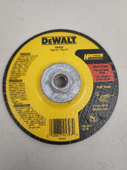 DeWalt DW4626 Grinding Wheel 6”x1/4”x5/8 - 11" Type 27 10 Pack