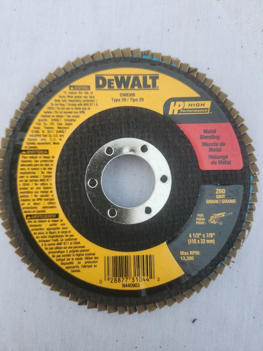 DEWALT DW 8308 4 1/2" x 7/8" Z60 Grit Flap Disc – 10 Pack