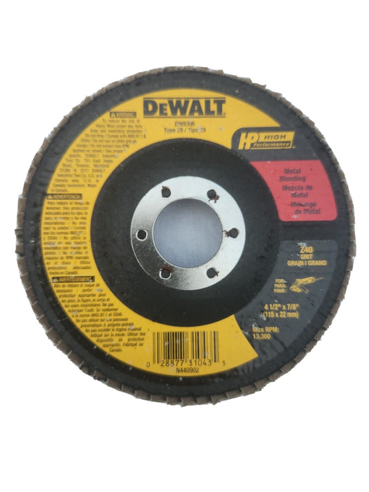 DEWALT DW 8306 4 1/2" x 7/8" Z40 Grit Flap Disc – 10 Pack