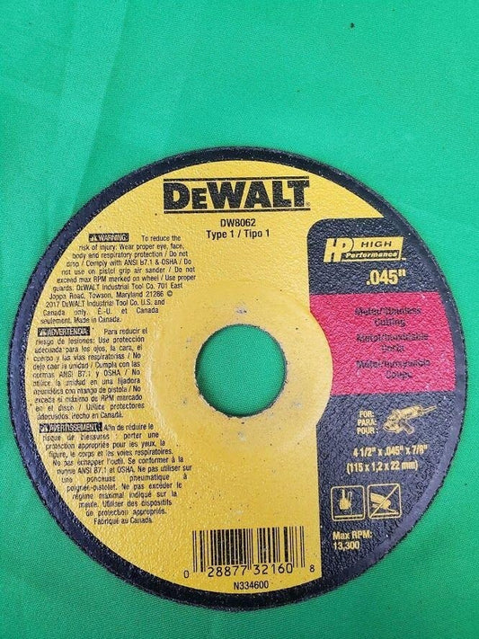 DeWALT DW 8062 4 1/2" X .045" X 7/8" Thin cut off wheel 25 Pack