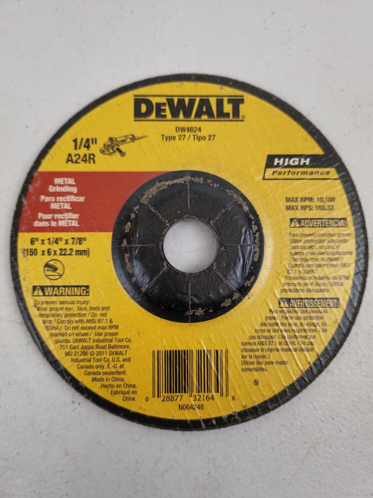 DEWALT DW4624 6" x 1/4" x 7/8" High Performance Metal Grinding Wheel 10 Pack