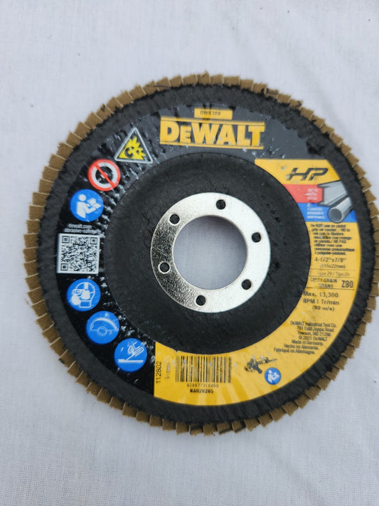 DeWALT DW 8309 4 1/2" X 7/8" Z 80 Flap Disc 10 Pack No Box