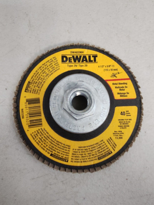 Dewalt DWA 8206 H 4-1/2" X 5/8-11" Z 40 Flap Disc 10 Pack New No Box