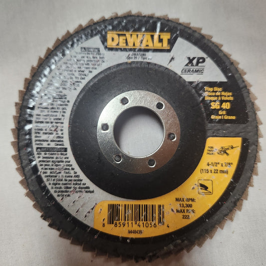 Dewalt DWA 8280 4 1/2" X 7/8" SG 40 Grit Flap Disc 10 Pack New No Box