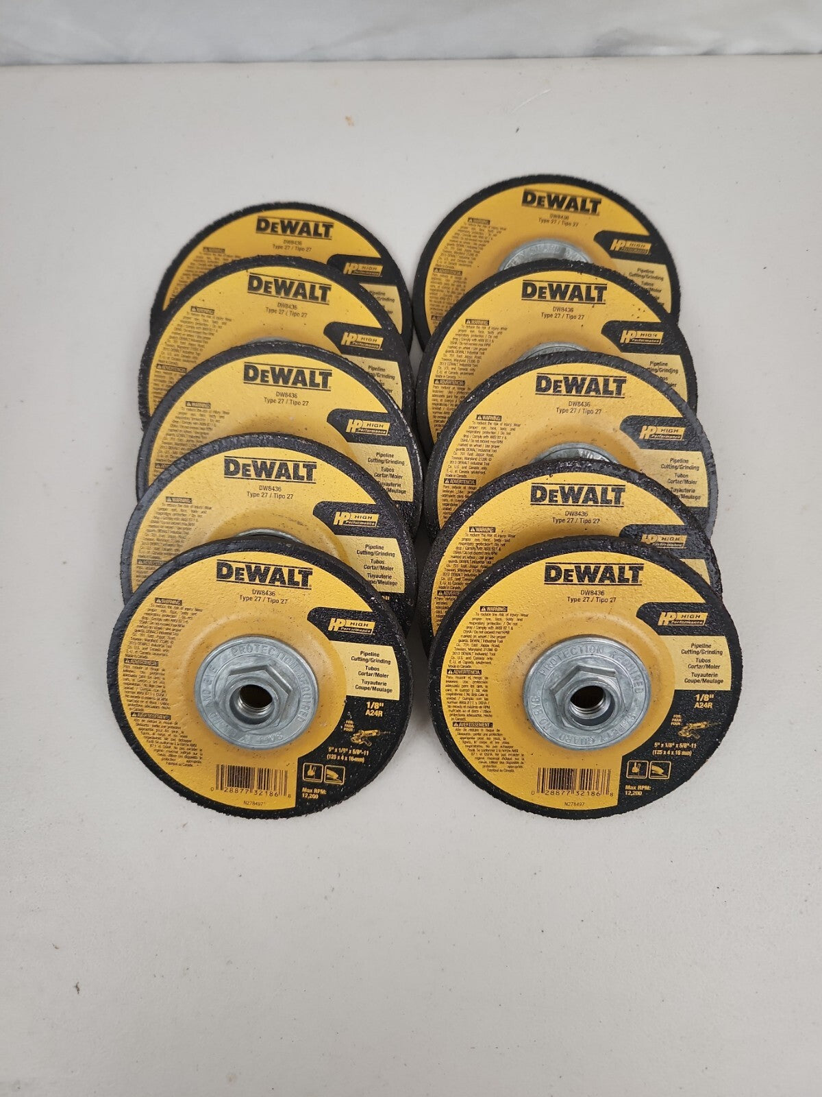 Dewalt Dw8436 Pipeline Grinding/cutting Disc 5”x1/8”x5/8”-11"  10 Pack
