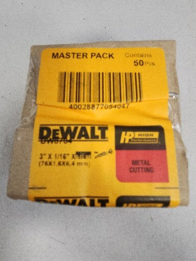 DEWALT DW 8704 3" X 1/16" X 1/4" Cut-Off Wheel  50 Pack New