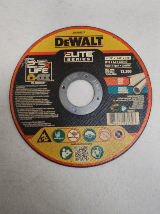 Dewalt DWA 8951 F 4-1/2 " X .045" X 7/8" Thin Cut-Off Wheel  25 Pack