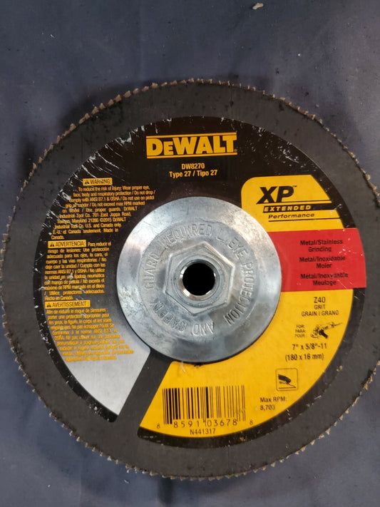 DEWALT DW 8270 7" X 5/8"-11 Z40 Grit Flap Disc 5 Pack No Box