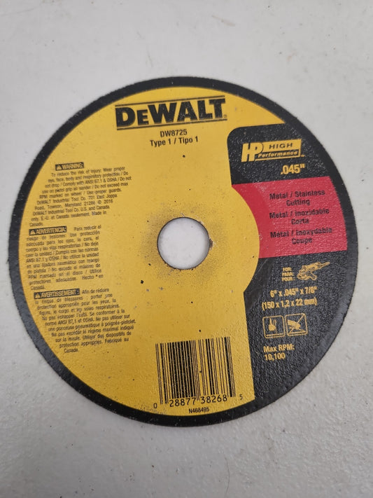 DEWALT DW 8725  6" THIN HP METAL CUTTING WHEEL  25 Pack