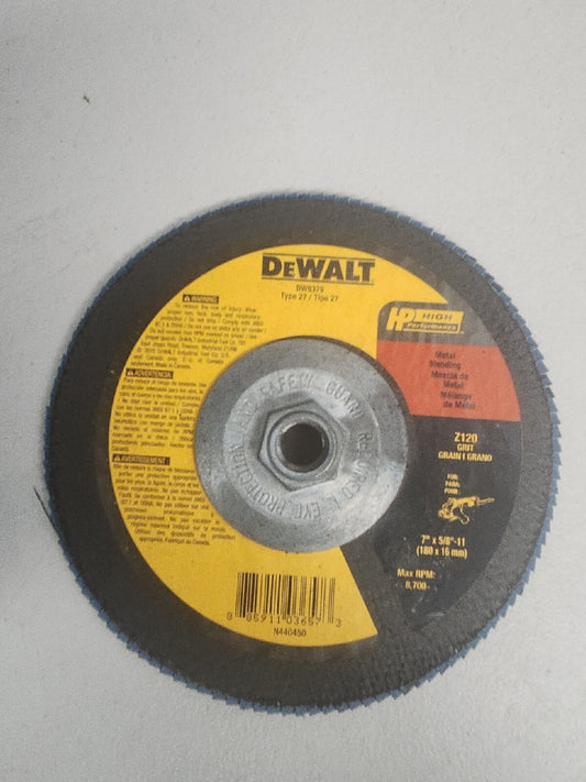 Dewalt DW 8379 7" X 5/8-11" Z 120 Grit Flap Disc 5 Pack New No Box