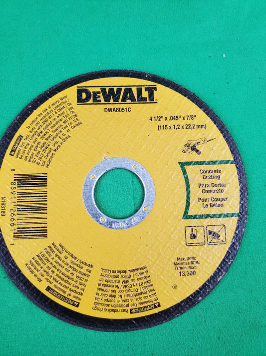 DeWalt DWA 8051 C 4 1/2" X .045" X 7/8" Thin Concrete Cutting Wheel  25 Pack