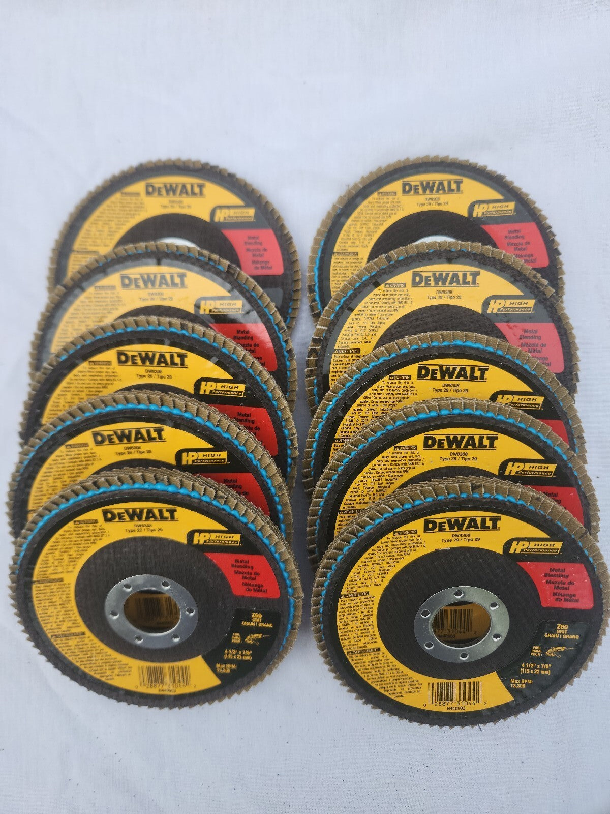 DEWALT DW 8308 4 1/2" x 7/8" Z60 Grit Flap Disc – 10 Pack