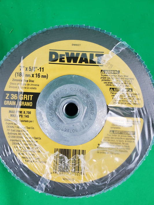 DeWalt DW 8327 7 X 5/8 - 11 Z 36 Grit Flap Disc 5 Pack