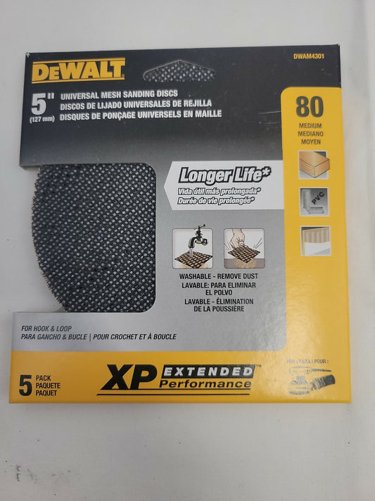 DeWalt DWAM4301 Mesh 5 Inch 80 Grit Ros Disks 5Pk