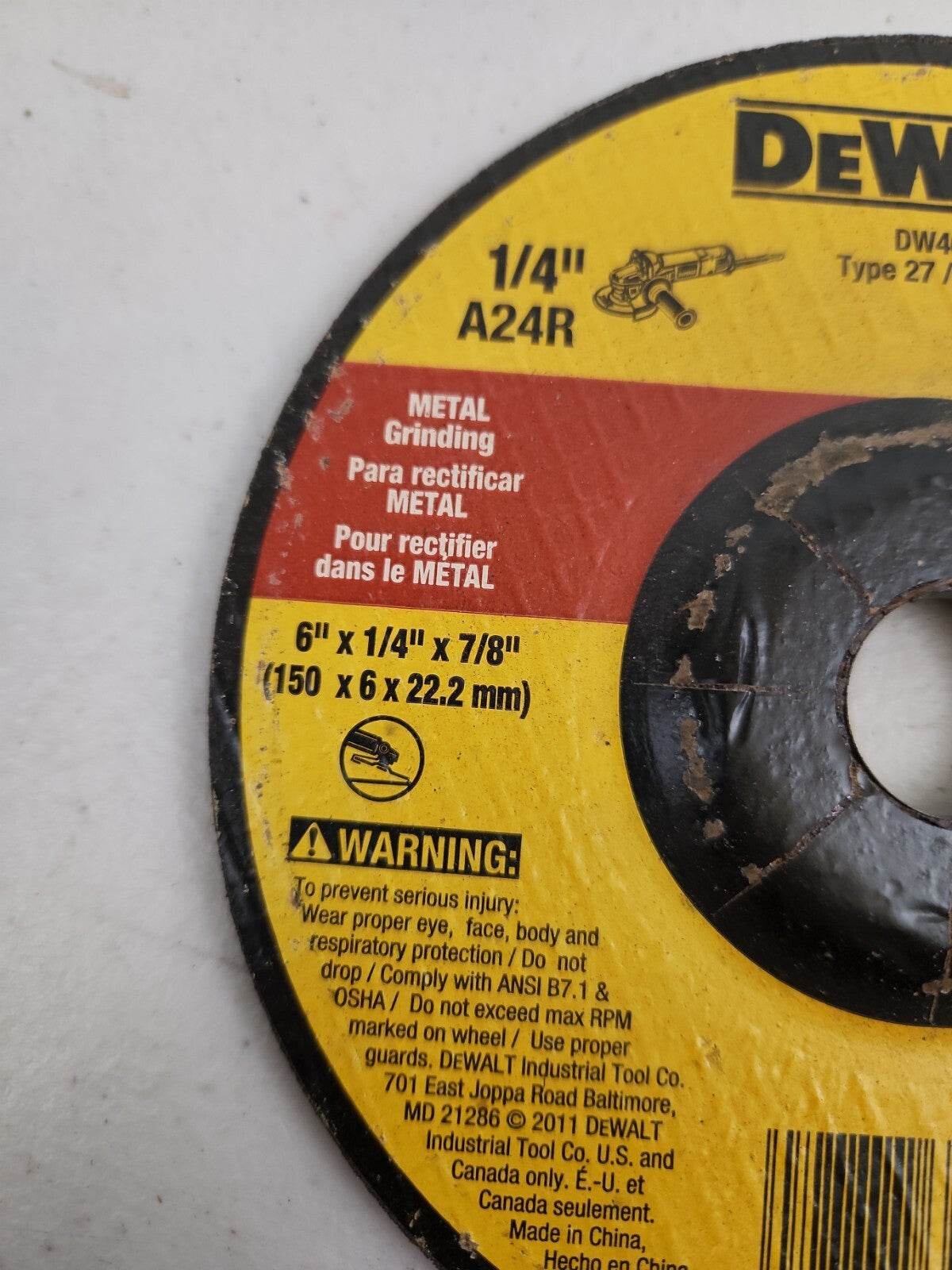 DEWALT DW4624 6" x 1/4" x 7/8" High Performance Metal Grinding Wheel 10 Pack