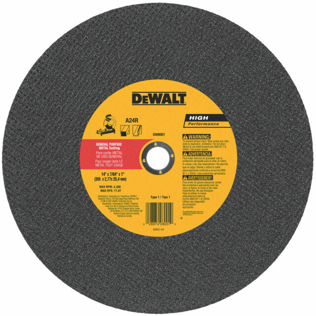 Dewalt DW8001 14" High Performance Metal Chop Saw Wheel