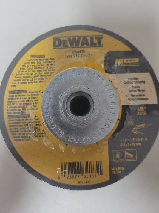DEWALT DW 8435 4 1/2" x 1/8" x 5/8-11 Pipeline Cutting & Grinding Wheel 10 Pack