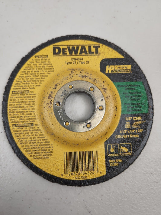 NEW 25 Pack DeWALT DW4524 4-1/2" x 1/4" x 7/8" Concrete Masonry Grinding Wheel