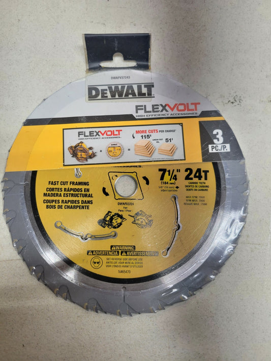 DeWalt DWAFV37243 FlexVolt 7-1/4" x 24 Tooth Circular Saw Blades 3 Pack