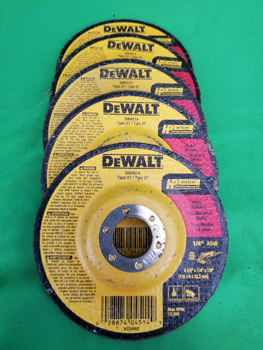 DeWALT DW 4514 4 1/2" X 1/4" X 7/8" Grinding Wheel 5 Pack No Box
