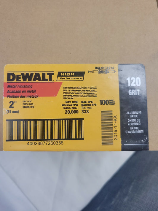 DEWALT DALN1C121A 2" 120 Grit HP QRC Quick Change Disc 100 Pack