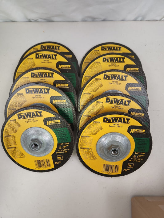 "NEW" Dewalt  DW4759 7" X 1/4" X  5/8-11 "  Masonry Grinding Wheel 10 Pack