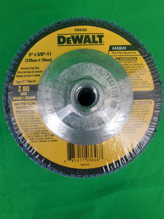 DEWALT DW 8368 4 1/2" x 5/8-11 Z80 Flap Disc 5 Pack No Box